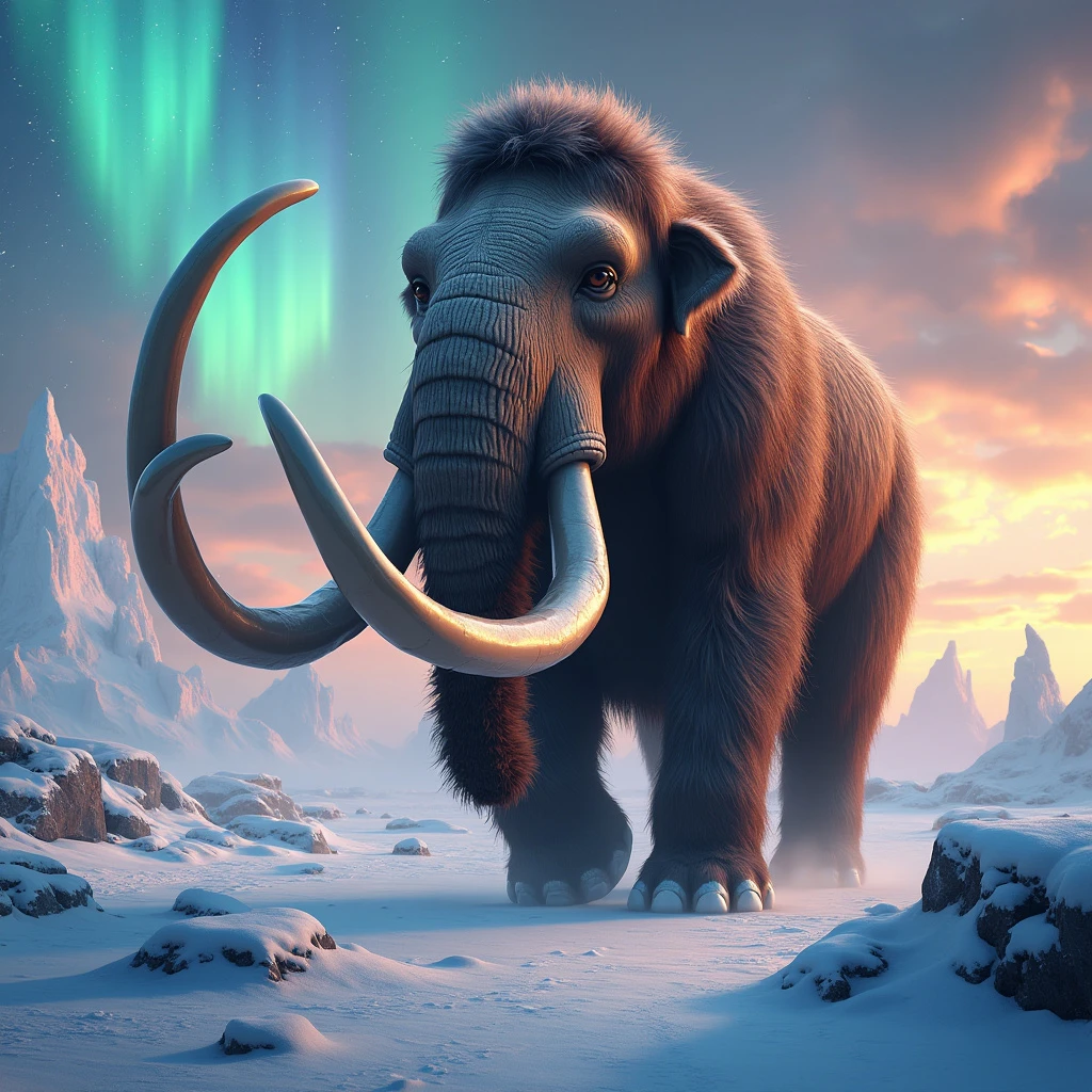 Mammoth in Fantasy Winter — FLUX.1 image AI prompt example