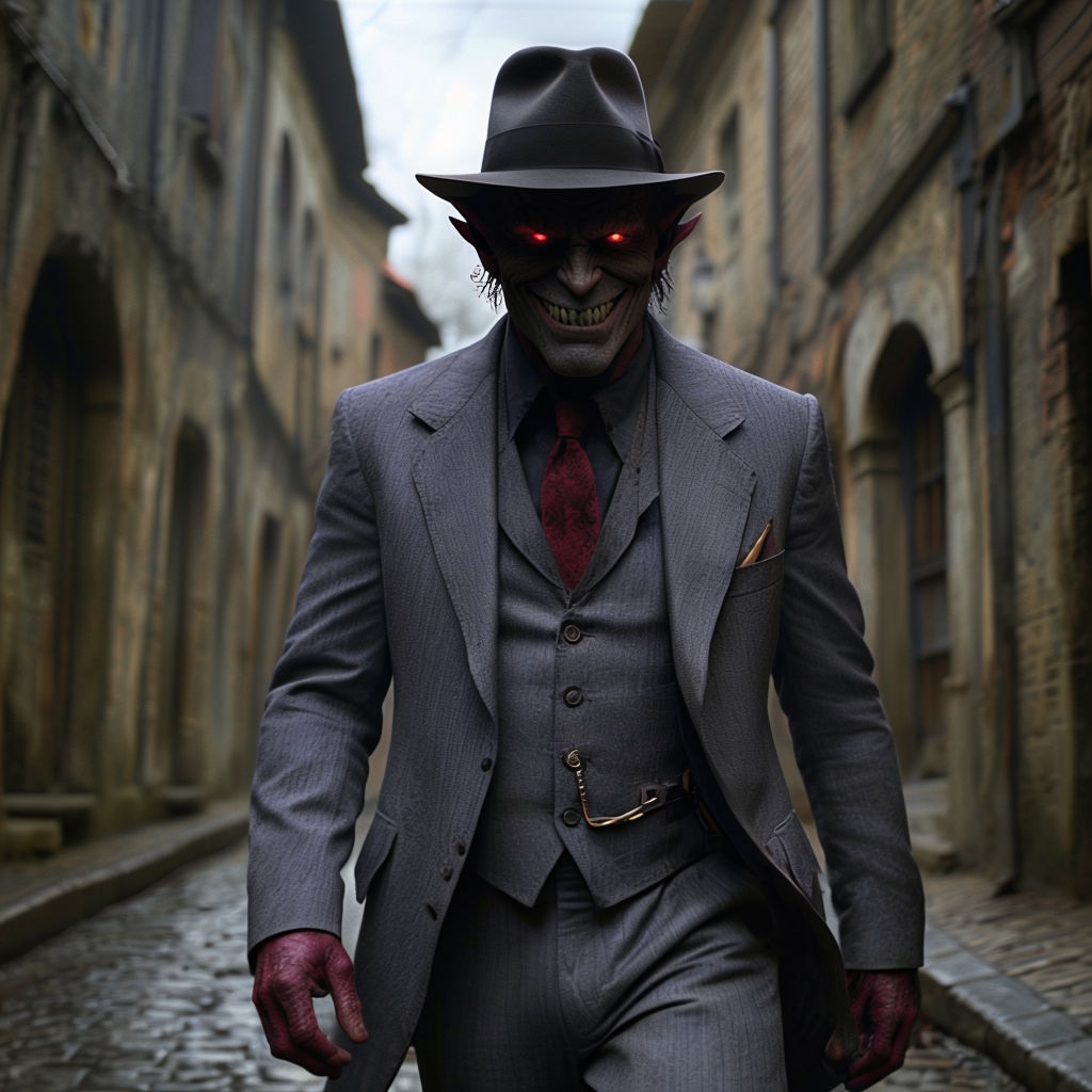 Demon Man with Grey Suit — Playground AI AI prompt example