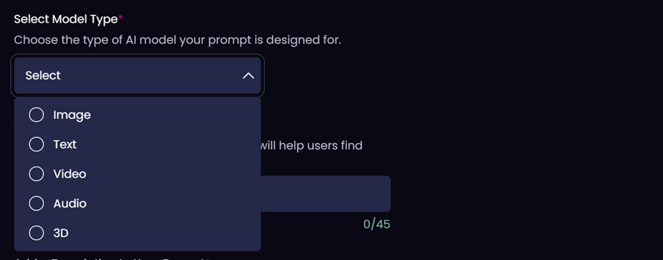 Select model type field